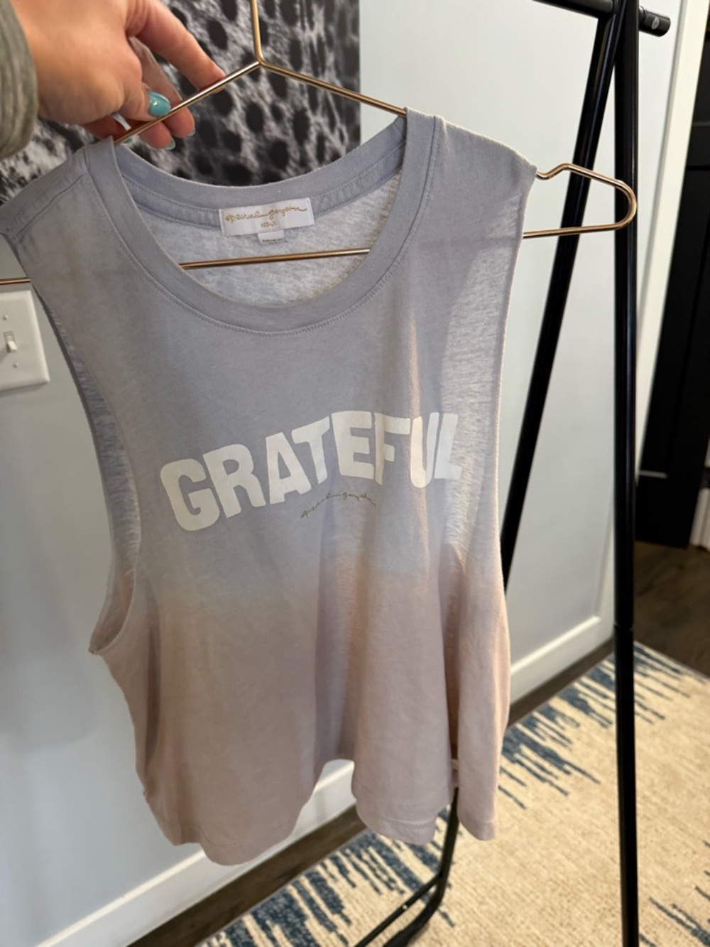 Spiritual Gangster Ombré 'GRATEFUL' Muscle Tank - Lavender to Blush